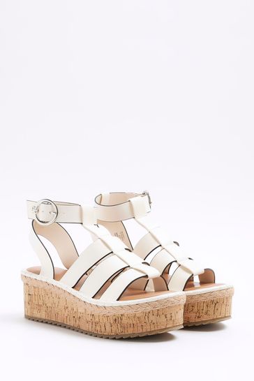 River Island White Fisherman Flatform Sandals