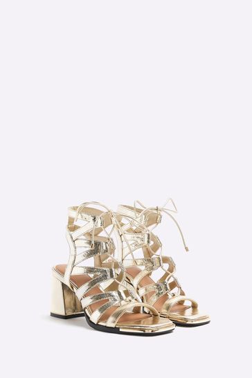 Gold lace sandals on sale