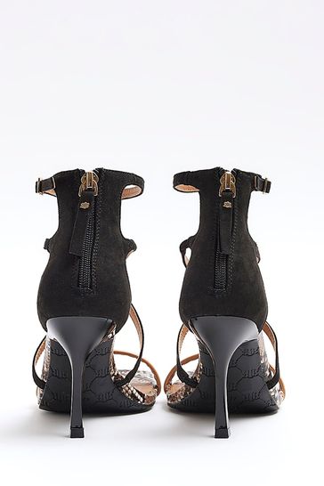River island black heeled sandals 2025