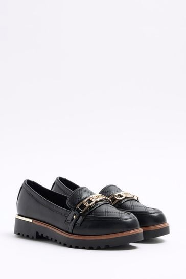 River island black loafers shop