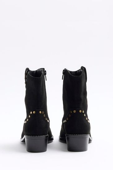 Black suede studded chelsea boots sales