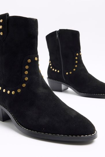 Buy River Island Brown Studded Western Ankle Boots from Next