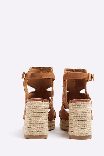 River island brown wedges deals