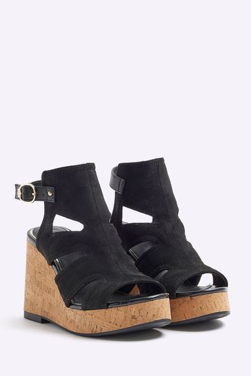 Buy River Island Black Cut Out Wedge Shoes Boots from Next Hungary