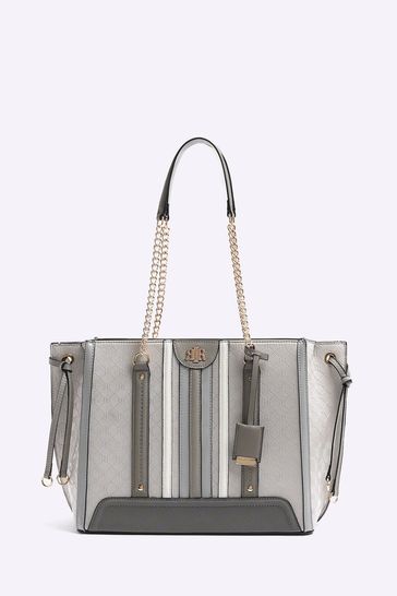 River Island Grey Panelled Wing Tote Bag