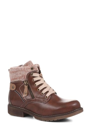 Pavers Brown Lace Up Ankle Boots