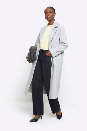 River Island Grey Longline Tailored Coat