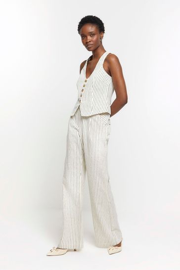 River Island White Stripe Tailored Jeans