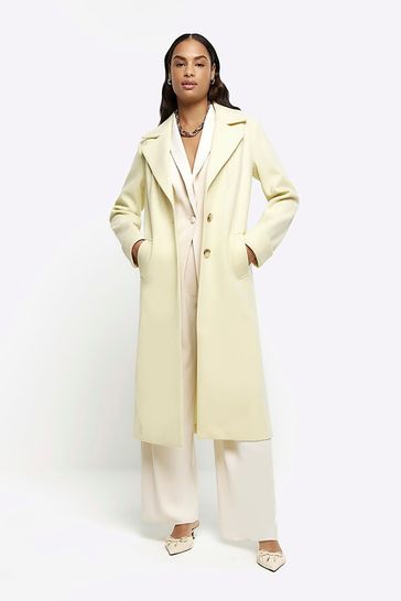 River Island Yellow Longline Tailored Coat