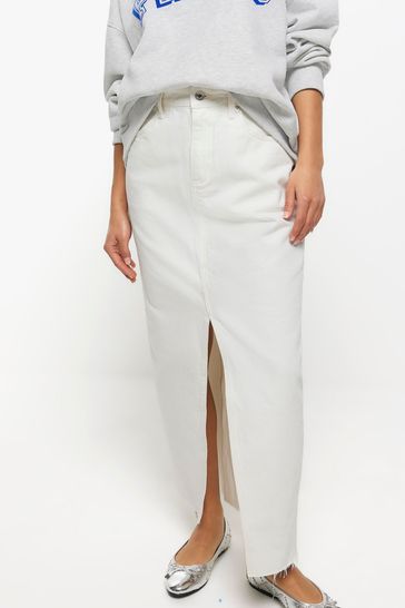 White denim deals skirt river island