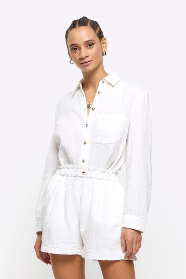 River island white shorts sales