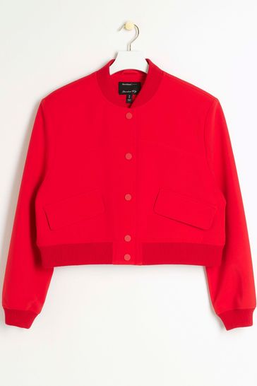 River island red bomber jacket outlet