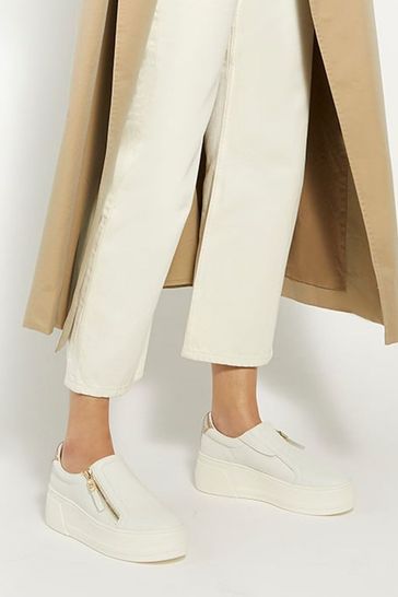 Dune London White Episodic Flatform Slip-On Trainers