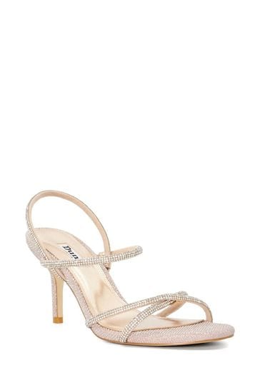 Dune London Gold Momentum Embellished Strap High Heel Sandals