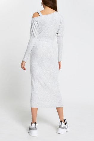 grey off shoulder dress