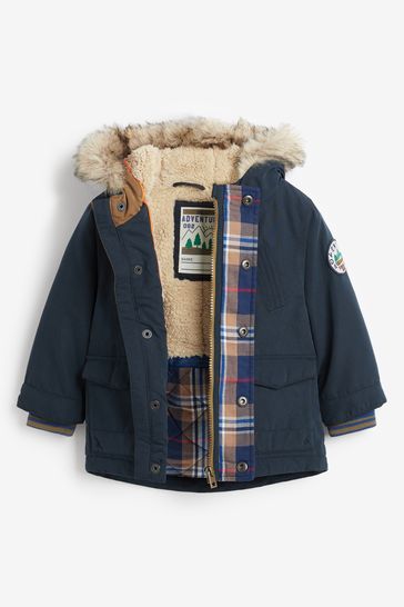 Navy cheap fur parka