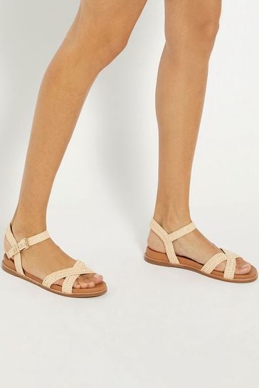 Buy Dune London Natural Lassey Cross-Strap Footbed Sandals from Next ...