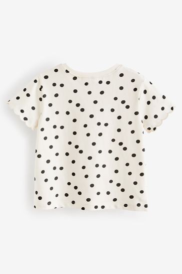 White shirt with small black polka dots top