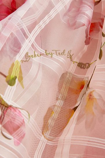 Baker by Ted Baker Pink Floral One Shoulder Burnout Dress