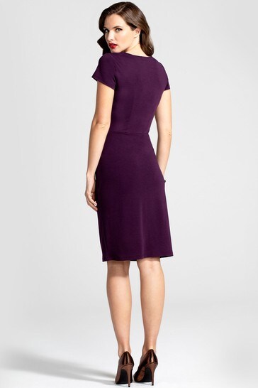 Hotsquash Purple Asymmetric Neckline Day To Night Dress