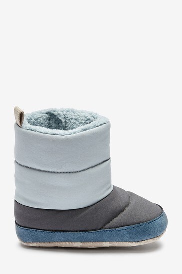 Blue Colourblock Quilted Baby Pram Boots (0-24mths)
