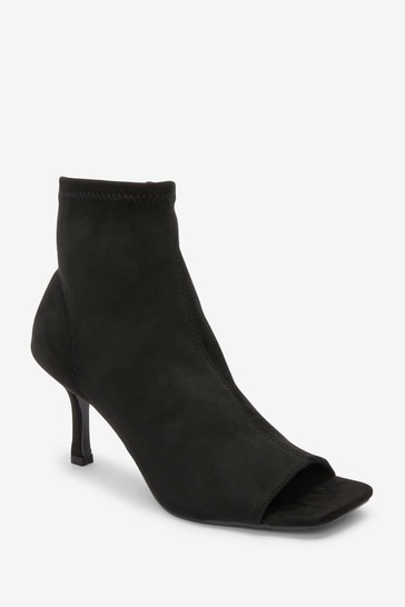 Black peep toe heeled boots on sale