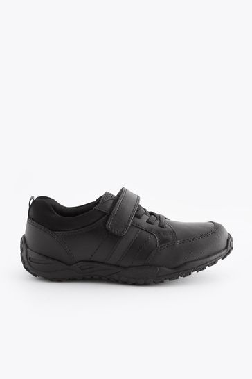 Buy Black Wide Fit G School Leather Elastic Lace Shoes from Next
