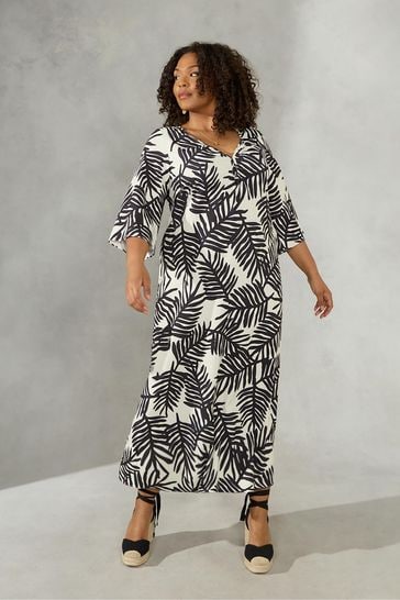 Black palm shop print dress