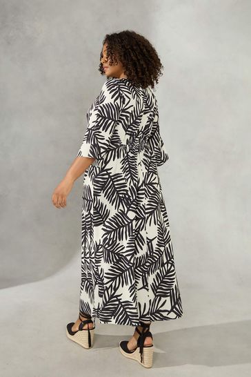 Black palm shop print dress