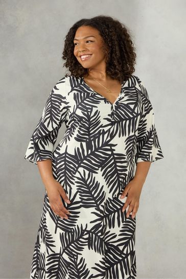 Black palm shop print dress