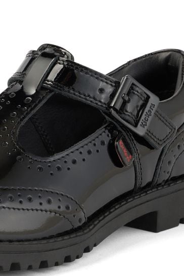 Buy Kickers Black Lachly Womens Youth Brogue T Bar Patent Leather Shoes from Next Hungary
