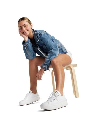 Converse White All Star Move Chuck Ox Platform Trainers