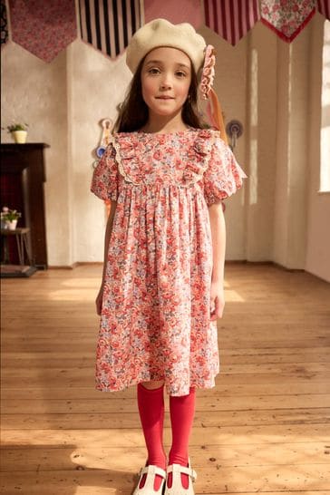 Cath Kidston Red Floral Lace Trim Dress (3mths-8yrs)