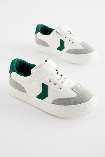 White Standard Fit (F) Touch Fastening Chevron Trainers