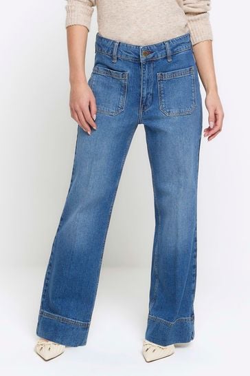 River Island Blue Light High Rise Flare Jeans