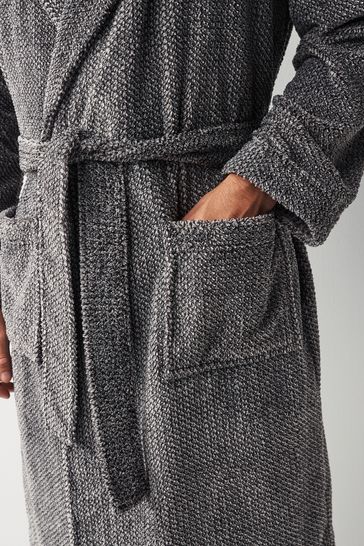 Mens grey dressing gown with hood online