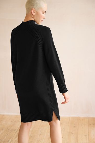 Black ribbed deals knit dress