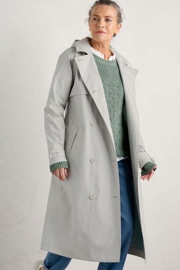 Buy Seasalt Cornwall Grey Petite Penweathers Waterproof Trench 100 Cotton Coat from Next Denmark