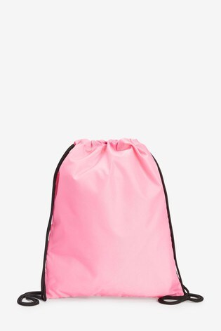 Pink School Drawstring Bag with internal Zip Pocket