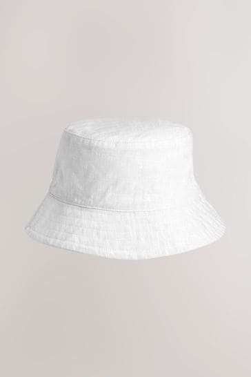 White Linen Rich Bucket Hat (3mths-16yrs)
