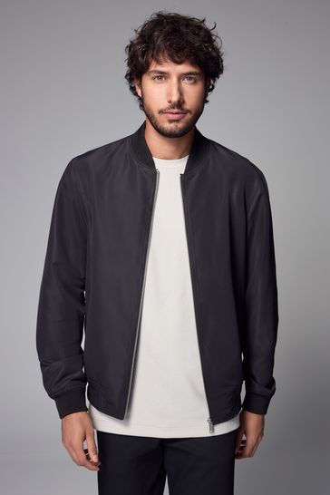 Black Shower Resistant Bomber Jacket