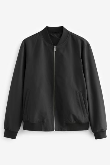 Black Shower Resistant Bomber Jacket