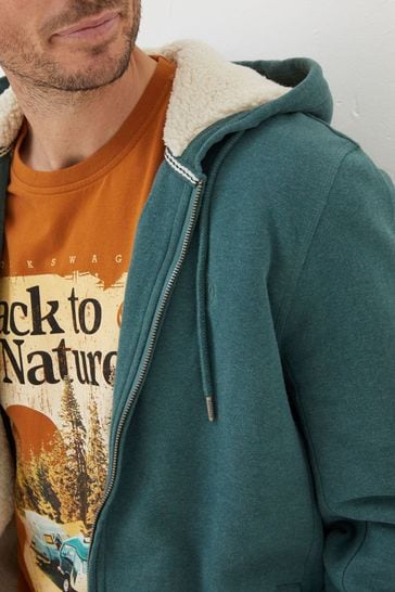Buy FatFace Green Fleece Lined Zip Hoodie from Next Australia