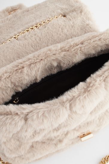 Buy Mink Brown Faux Fur Quilt Lock Cross Body Bag from Next Luxembourg