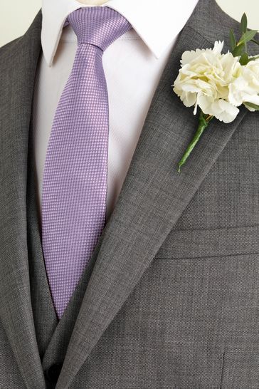 Lilac Purple Slim Textured Silk Tie