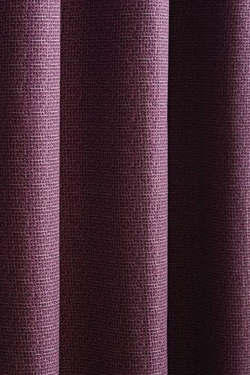 Catherine Lansfield Purple Textured Thermal Lined Eyelet Curtains
