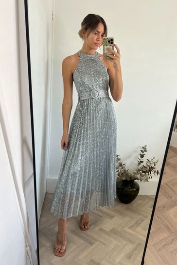 Halter online silver dress