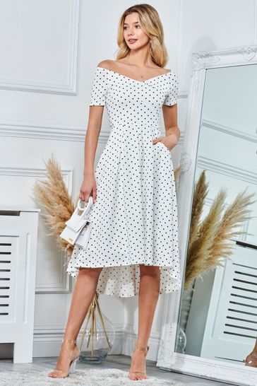 Buy Jolie Moi Fit Flare Pleated Ponte Midi White Dress from Next
