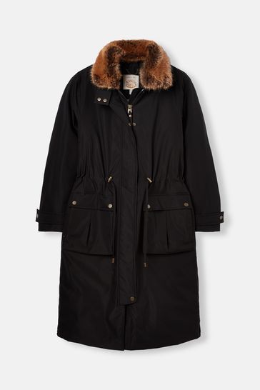 Joules Wilcote Black Waterproof Padded Raincoat