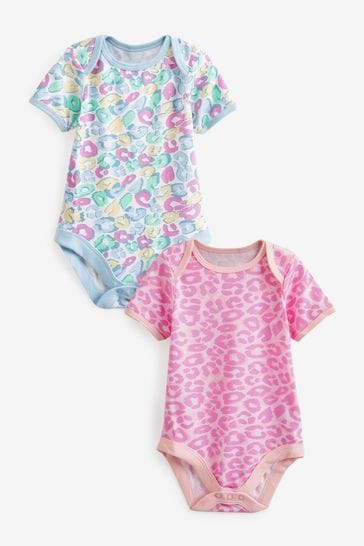 Harry Bear Pink Animal Print Baby Bodysuit 2 Pack